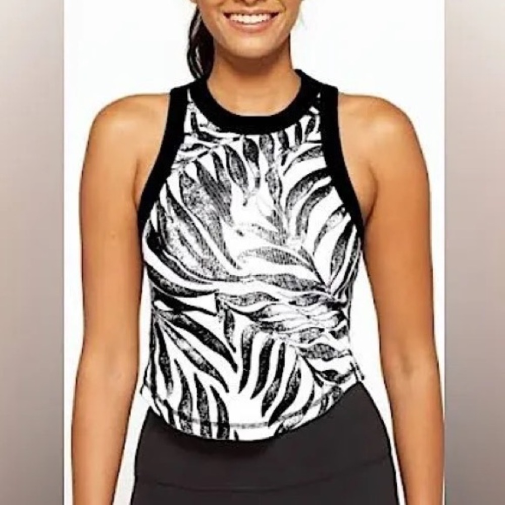 Free People Movement Open Air Tank Black and White Print Sz S.